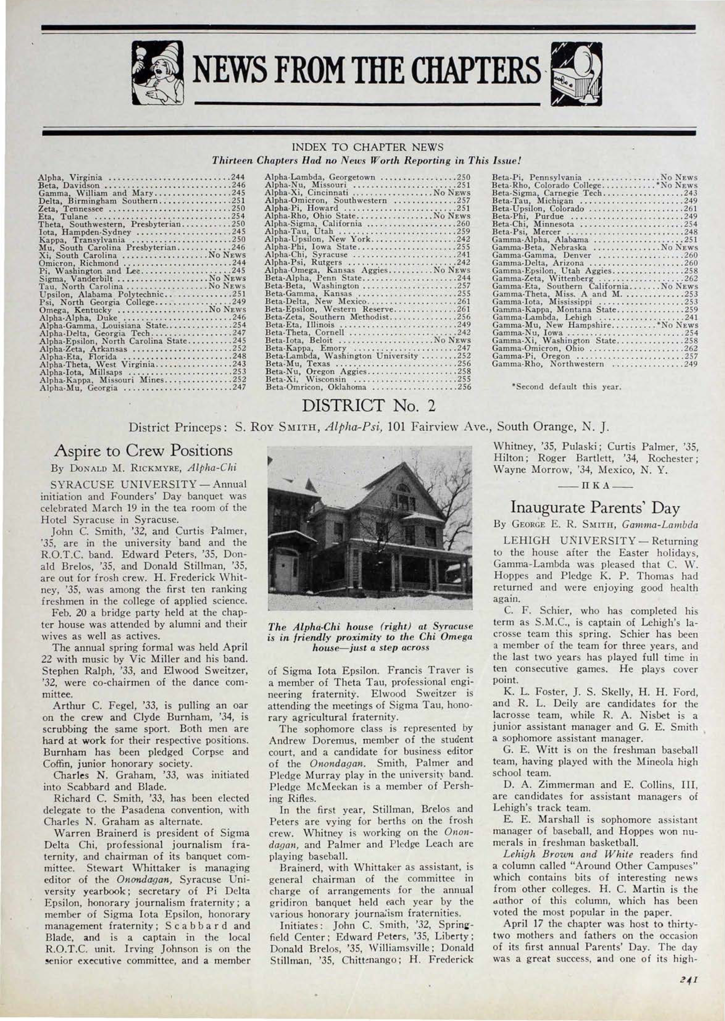 News From The Chapters: Index, June 1932